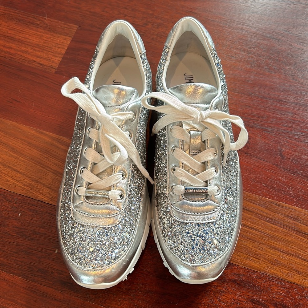 Jimmy Choo Monza Silver Sequin Sneakers